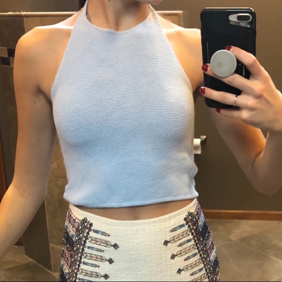 Brandy Melville Tops - Brandy Melville Light Blue Knit Halter Top